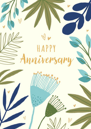 Moonpig Dalia Clark Design Illustrated Floral Anniversary Card