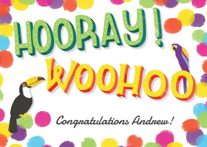 Moonpig Colourful Polka Dots And Tropical Birds Personalised Congratulations Card