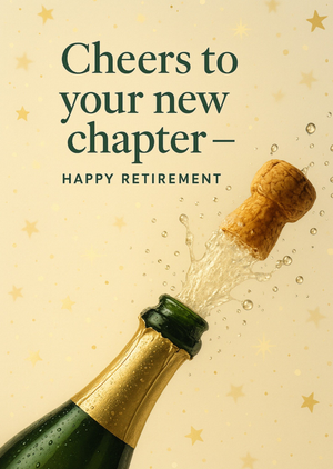 Moonpig Cheers To Your New Chapter Champagne Bottle Retirement Card