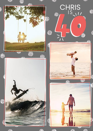 Friends Clintons Illustrated Four Photo Uploads Forty Birthday Congrats Card