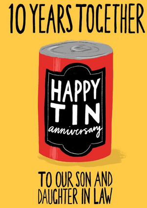 Moonpig Katy Welsh Illustration To Our Son & Daughter In Law 10 Year Anniversary Card