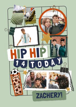 Moonpig Designers Hip Hip 14 Today Photo Upload Birthday Card