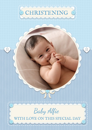 Moonpig Boy's Christening Photo Upload Card