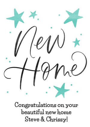 Friends Allure Julia Broughton Calligraphy Stars New Home Congrats Card