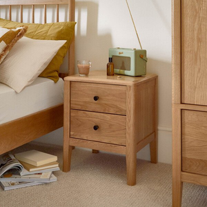 Corton Natural Oak 2 Drawer Bedside Table