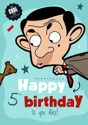 Moonpig Mr Bean Illustrated 5th Birthday Card