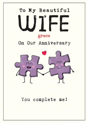 Moonpig Cute Illustrative Smiling Jigsaw Pieces Wife Anniversary Card