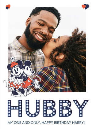 Mickey Mouse Mickey & Minnie Mouse Husband Photo Upload Birthday Card