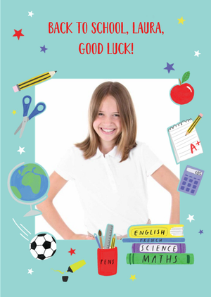 Moonpig School Themed Spot Illustrations Surround A Photo Frame Back To School Photo Upload Card