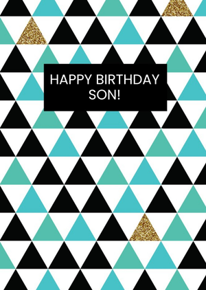 Moonpig Turquoise Geometric Shapes Personalised Happy Birthday Card For Son