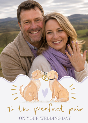 Moonpig To The Perfect Pair Watercolour Dogs Photo Upload Wedding Card