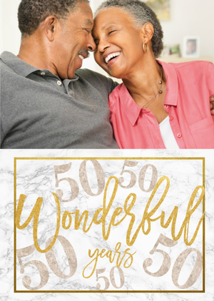 Moonpig Gold Glitter Our 50th Anniversary Photo Upload Card