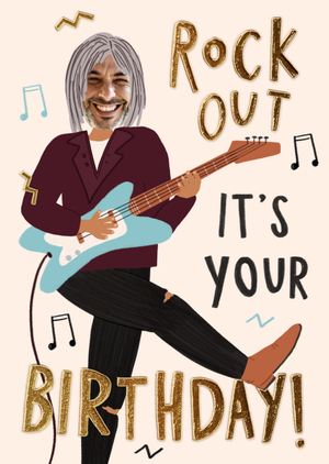 Moonpig Designers Rock Out Face Upload Birthday Card