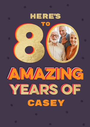 Moonpig Gold Foil 80 Amazing Year Of Photo Upload Birthday Card