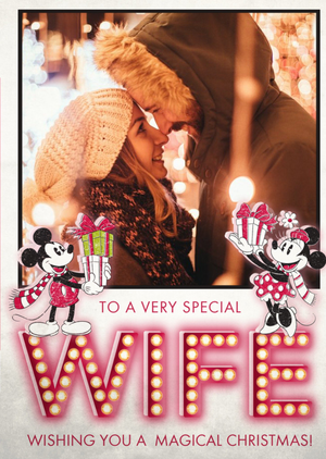 Mickey Mouse Disney Mickey And Minnie To My Wife In Lights Photo Upload Christmas Card