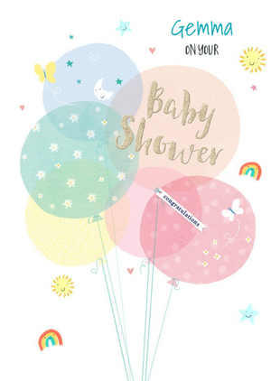 Moonpig Designers Cute Balloon Illustrations On Your Baby Shower Congratulations Card