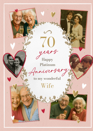 Moonpig 70 Years Platinum Anniversary Photo Upload Card For Wife