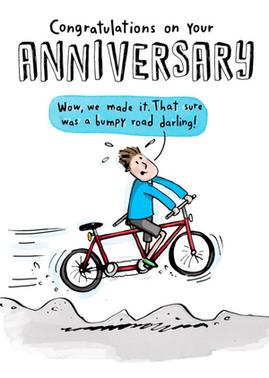 Moonpig Illustration Tandem Bicycle Bike Pendle Couple Humour