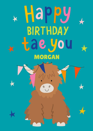 Moonpig Illustration Of A Highland Cow. Happy Birthday Tae You Card