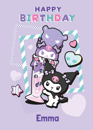 Moonpig Hello Kitty Kuromi Illustrated Milkshake Birthday Card