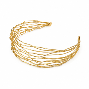Hammered Wire Headband | Semi Matte Gold Plated Sculptural Brass Hair Band