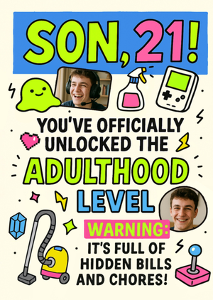 Moonpig Gaming Illustrated Photo Upload Son 21st Birthday Card