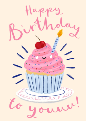 Moonpig Illustrated Cute Cupcake Birthday Card