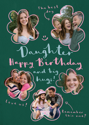 Moonpig Daughter Big Hugs Photo Upload Happy Birthday Card