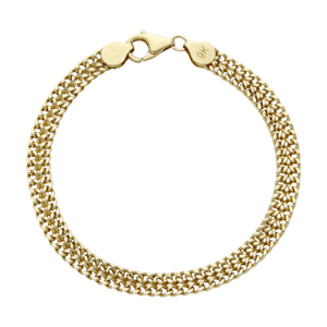 Pre-Owned 9ct Yellow Gold 7.5" Double Row Curb Bracelet