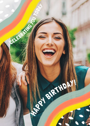 Moonpig Celebrating You Today Colourful Stripes Photo Upload Happy Birthday Card