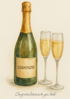 Moonpig Champagne Bottle & Flutes Illustrated Congratulations Card