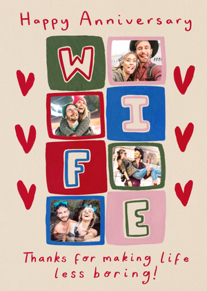 Moonpig Making Life Less Boring Photo Upload Wife Anniversary Card