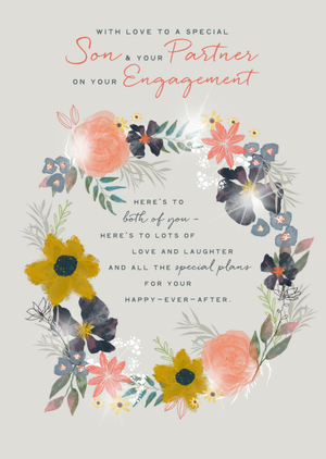 Moonpig Son & Partner On Your Engagement Illustrated Card
