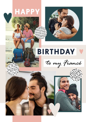 Moonpig Photo Collage With Geometric Shapes Fiancã©'S Photo Upload Birthday Card