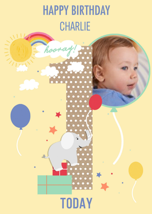 Moonpig Apollo Paperlink 1st Birthday Cute Kids One Illustrations Card
