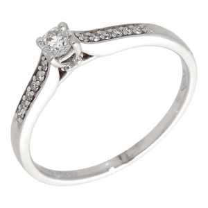 Pre-Owned 9ct Gold Diamond Solitaire With Diamond Shoulders Ring