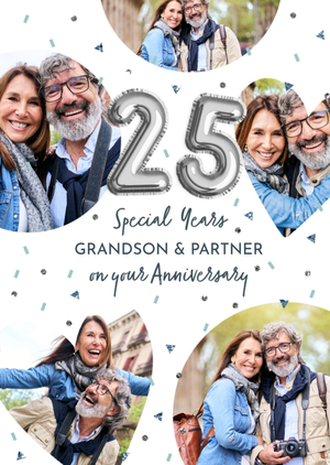 Moonpig Grandson & Partner On Your Anniversary 25 Years Photo Upload Card