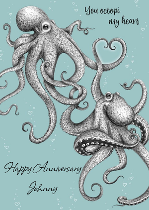 Moonpig You Octopi My Heart Illustrated Octopus Happy Anniversary Card