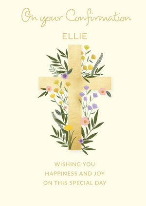 Moonpig Paperlink Holy Cross Floral Confirmation Card