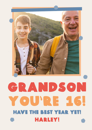 Moonpig Ukiyo Grandson You're 16 Have The Best Year Yet Photo Upload Birthday Card
