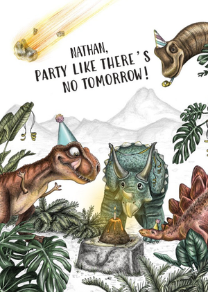 Moonpig Party Like There's No Tomorrow Dinosaurs Birthday Card