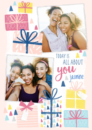 Moonpig Pretty Presents Personalised And Photo Birthday Card
