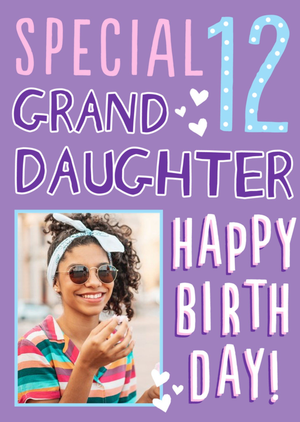 Moonpig Big Bold Type Special Granddaughter Photo Upload 12 Birthday Card