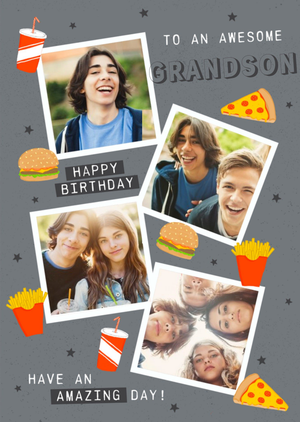 Moonpig To An Awesome Grandson Ilustrated Pizza Birthday Card