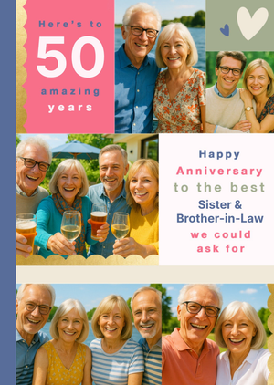 Moonpig 50 Amazing Years Sister & Brother-In-Law Photo Upload Anniversary Card