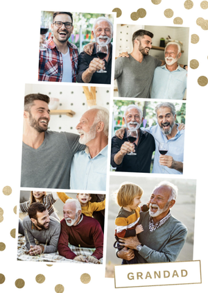 Moonpig Grandad Gold Polka Dots Photo Upload Birthday Card