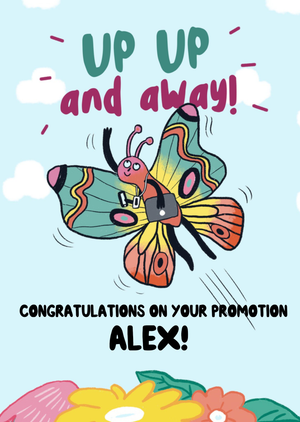Moonpig Up Up And Away Butterfly Congratualtions On Your Promotion Card