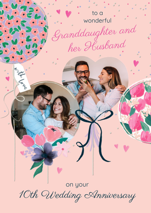Moonpig Wonderful Granddaughter & Her Husband 10th Anniversary Photo Upload Card