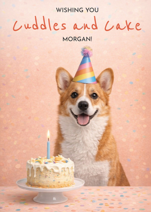 Moonpig Wishing You Cuddles And Cake Corgi Card