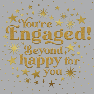 Pigment Beyond Happy For You Gold Typographic Engagement Card